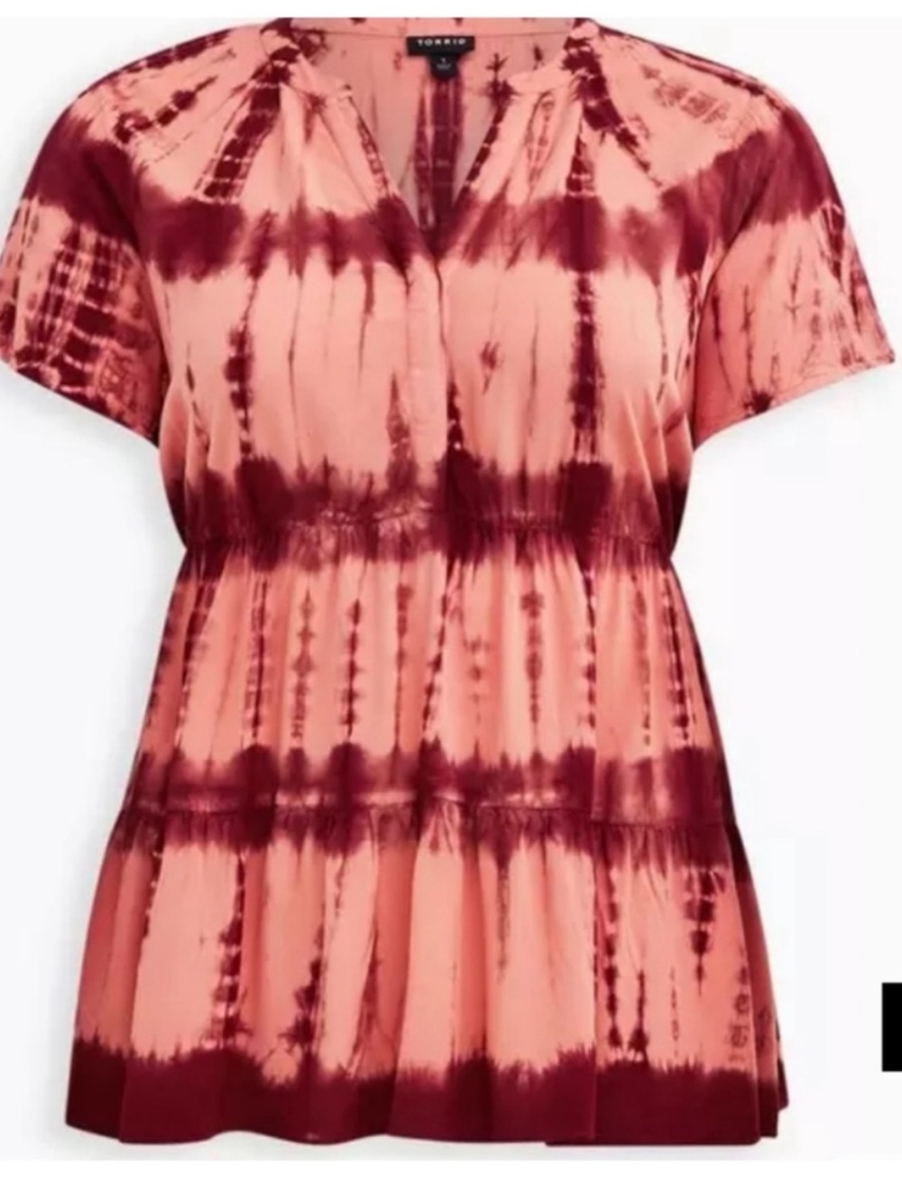 TORRID Pink Tiered Tie Dye Cap Sleeve Tunic Top Babydoll Y2K
